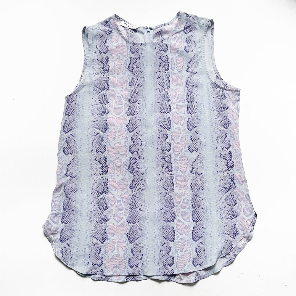 Equipment Sleeveless Silk Top Lavender Python Size Small